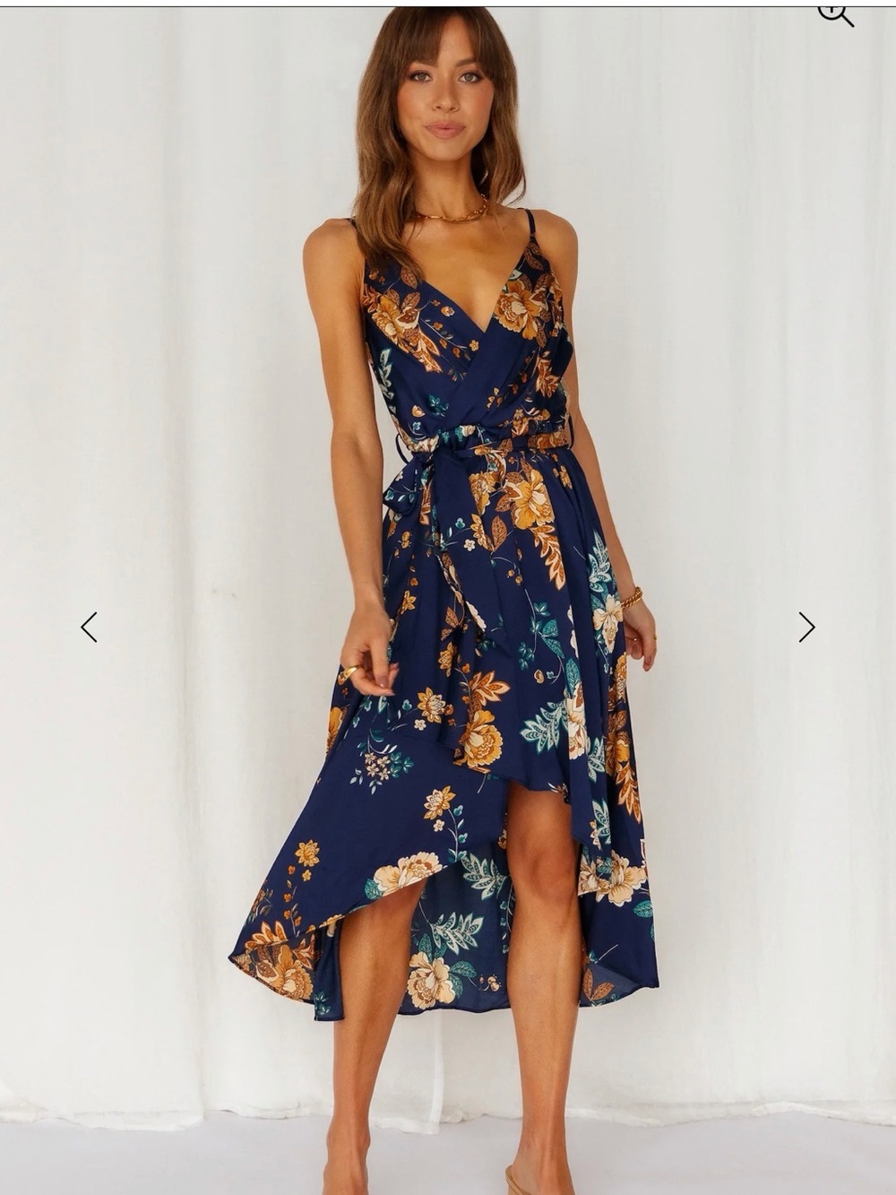 Hello Molly Navy Floral High-Low Wrap Dress